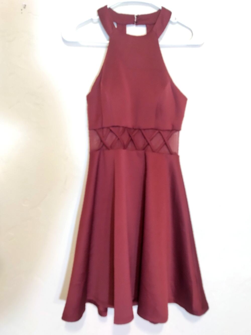 My Michelle Burgundy Fit and Flare Dress